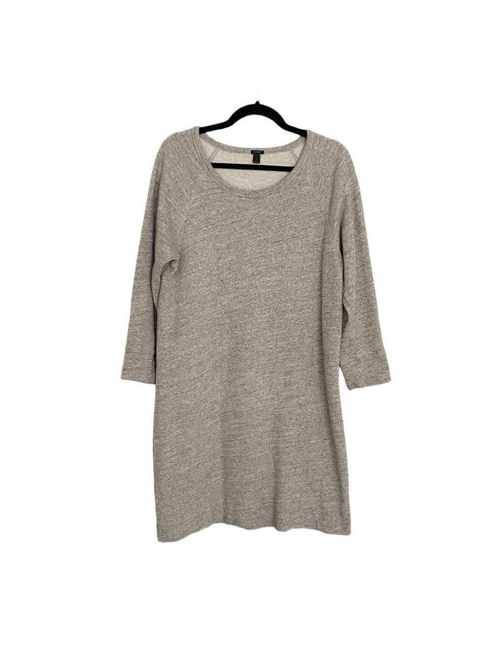 J CREW Cotton Casual Scoop Neck Long Sleeve Sweatshirt Midi Dress Gray M